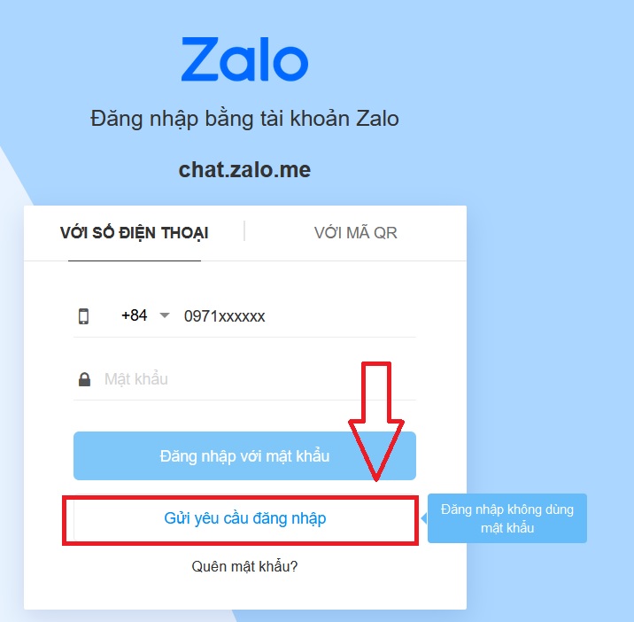 Đăng nhập Zalo không cần mật khẩu